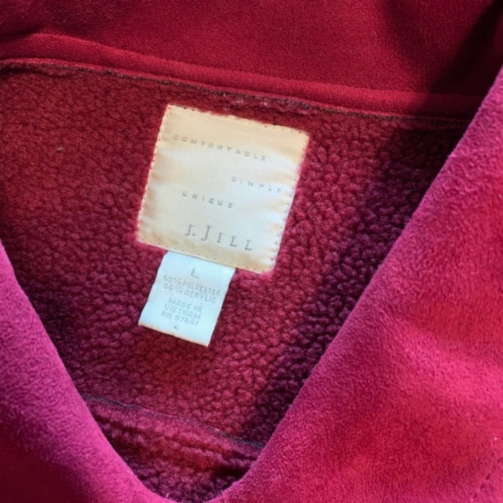 J.Jill Microfiber Sherpa Fleece Burgundy Jacket L - Picture 4 of 5